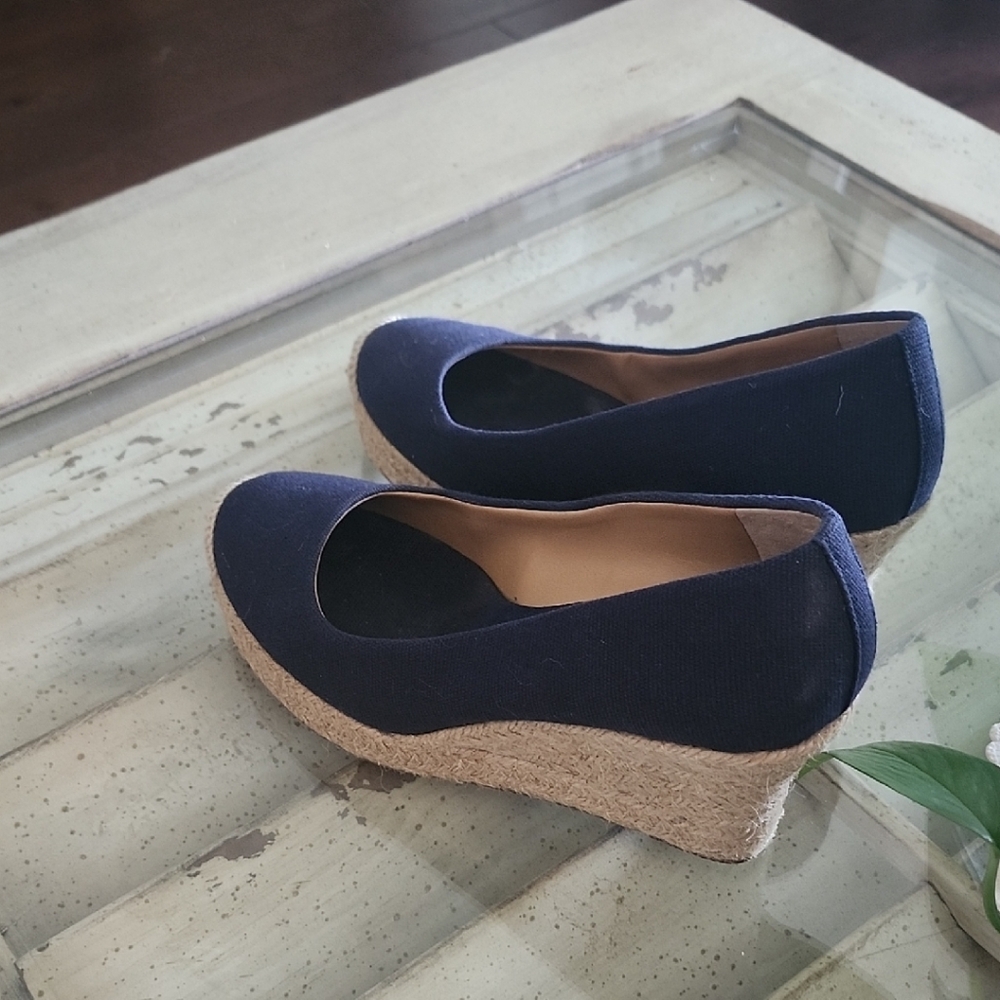 J. Crew Navy Espadrille Wedges